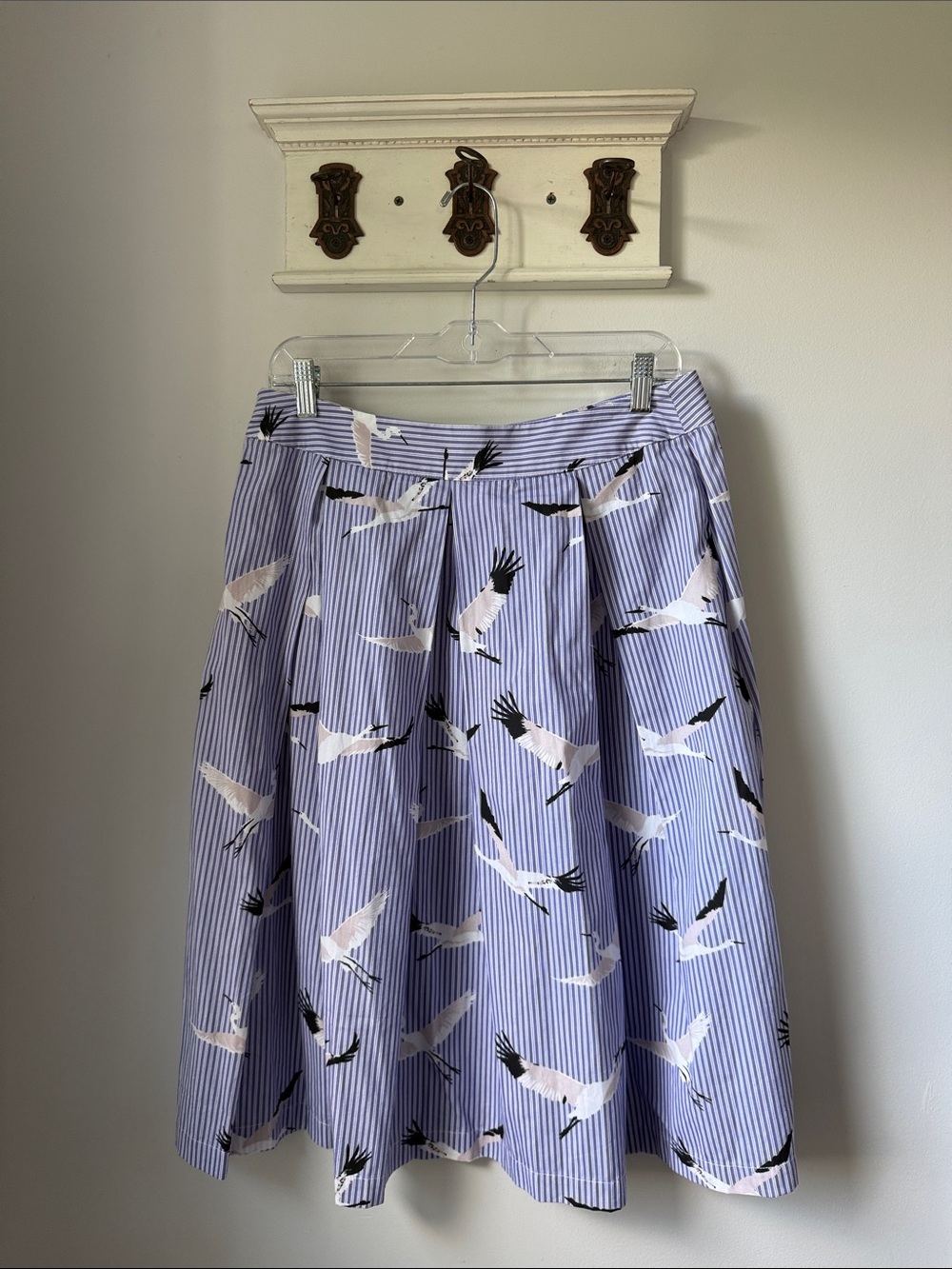 Who What Wear Blue and White Striped Crane A-Line Skirt